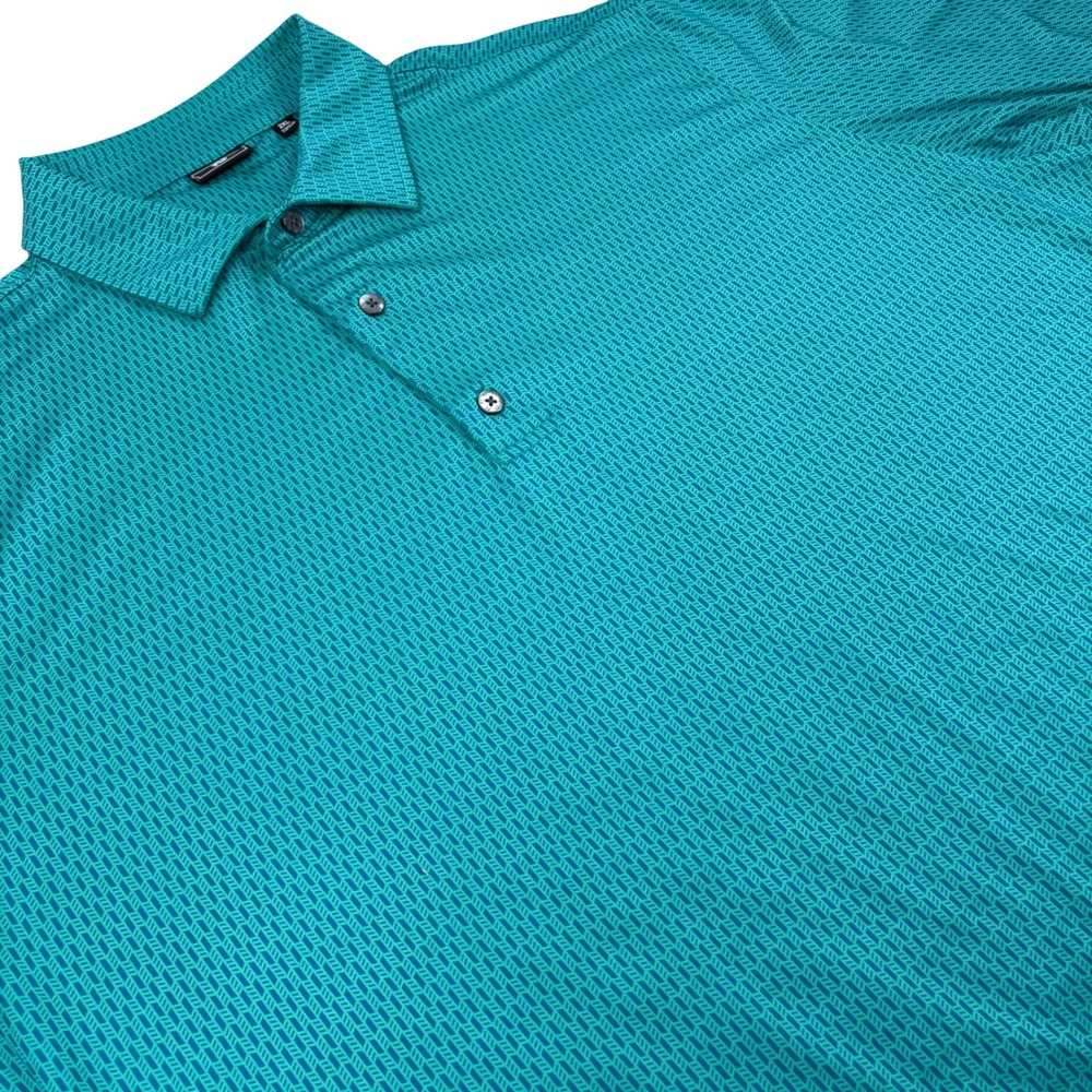 FootJoy Polo Shirt Mens 2XL Teal Geometric Golf Performance Athleisure Dad Shirt